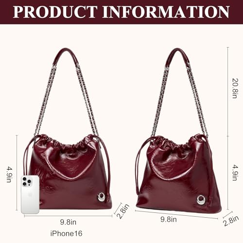 Image of LA FESTIN Leather Bag for Women-Stylish Crossbody Purse with Chain Strap Luxury Soft Shoulder Bag Fashion Tote for Work