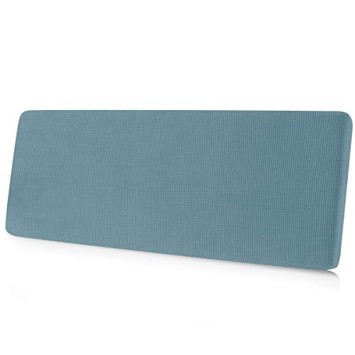 Image of CHUN YI Stretch Couch Cushion Cover, Fitted Loveseat Sofa Chair Seat Slipcover Furniture Protector, Checks Spandex Jacquard Fabric(Medium,Smoky Blue)