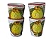 Hand Painted Italian Ceramic Shot Glasses Set of 4, 1.25 oz Lemon & Pomegranate Limoncello Cups, Red Rim Ceramic Shot Glass Set, Mediterranean Pottery Drinkware, Handmade Tasting & Tequila Cups