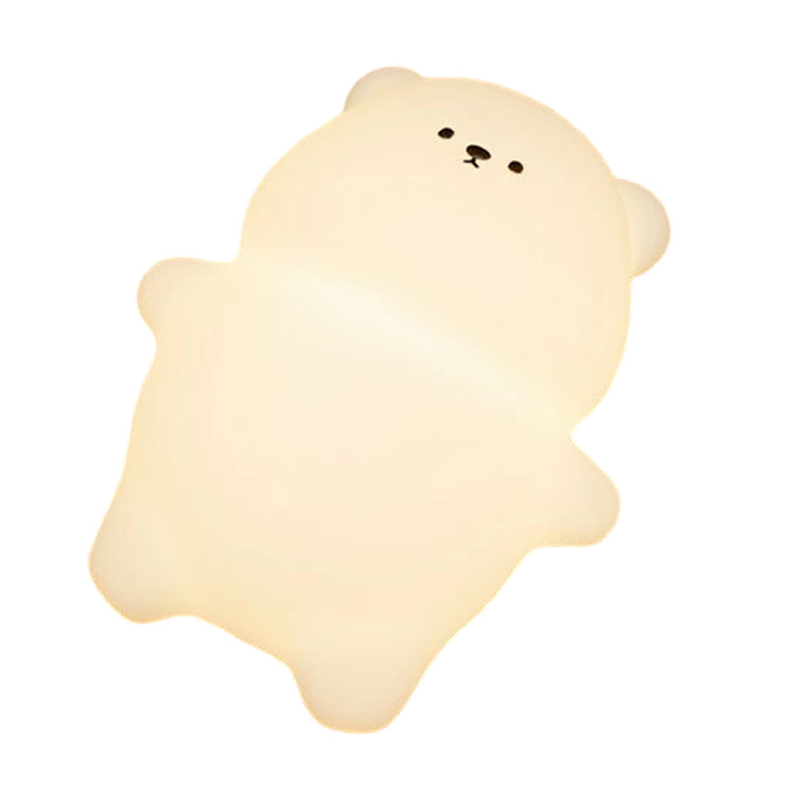 Elnwnnkc Safe Bear Nightlight Timer Setting 3 Modes Dimmer USB Rechargeable Lamps Silicone Texture Suitable for Infant Rooms Rechargeable Silicone Bedside Lamp