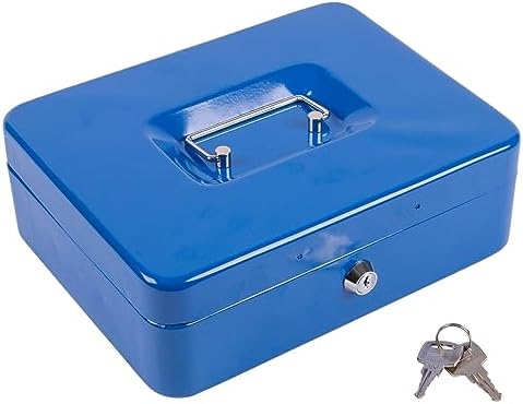 Metal Cash Box Lockable Money, Coin and Note Security Box Large Cash ...