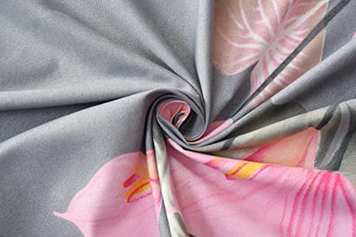 BSB HOME Premium Glace Cotton 180 TC Flat Single Bedsheets Breathable | Wrinklefree (Size-60 X 90 Inch) with 1 King Size Pillow Covers (Size-17 X 27 Inches, Grey Pink Flower)