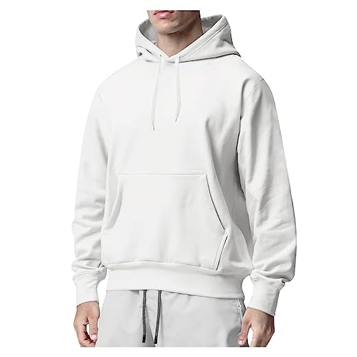 Générique Sweat à Capuche pour Homme Hiver Polaire Zippé et Manches Longues Blouson de Travail Randonnée Plaid Veste Pas Cher Cintré Automne Sportswear Adulte Halloween Cadeaux Homme Blanc M
