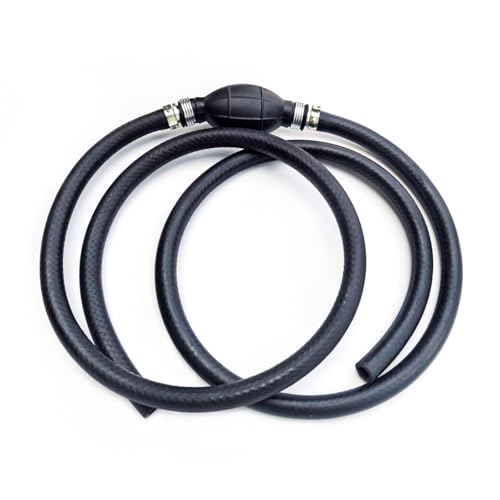 3/8 Inch 6FT boat fuel line with primer bulb Nylon Braided Fuel Line Assembly 3/8' 10mm Hose Line Universal Fuel Line with Primer Bulb Steel Hose Clamps for Marine Outboard Boat Motor RVs