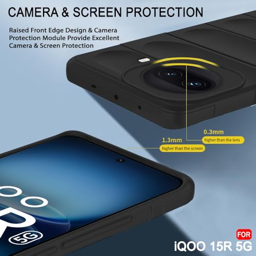 Image of TheGiftKart Liquid Silicon Back Cover Case for iQOO 15R 5G | Shockproof Military Grade Protection | Micro-Fibre Cloth On Inner Side | Built-in Anti-Slip Grip Cover Case for iQOO 15R 5G (TPU, Black)