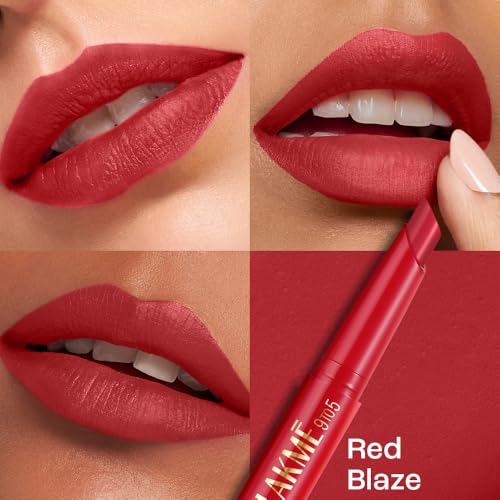 Image of Lakme 9 to 5 Forever Matte Lip Crayon, Red Blaze, 1.1g, for Smooth and Supple Lips, with Vitamin C, Matte Finish, 8 Hr Hydration, Long Lasting all day comfort, Retractable Crayon