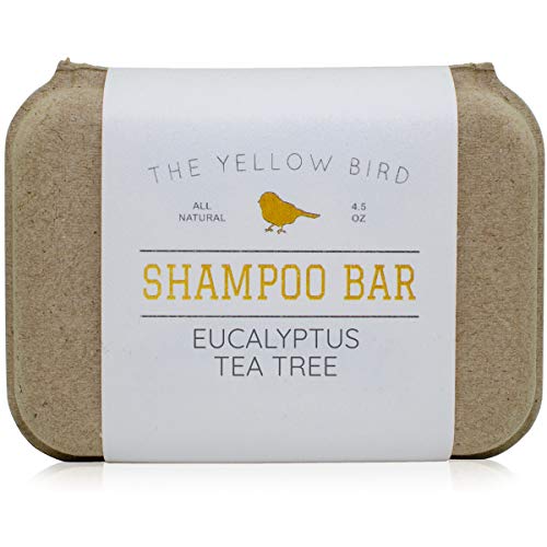 The Yellow Bird Eucalyptus Tea Tree Shampoo Bar. All Natural & Organic Ingredients. Sulfate Free Detergent Free Color Safe and Silicone Free. Vegan Plastic Free Zero Waste Shampoo Soap