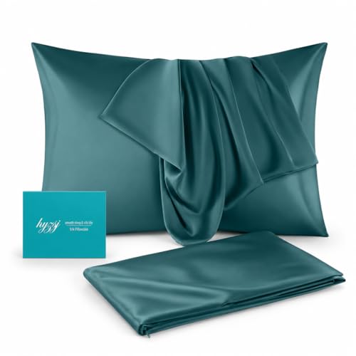 Mulberry Silk Pillowcase Standard Size, Hidden Zipper Silk Pillow Cases, Soft Breathable Cooling Satin Pillow Cover, Anti-Aging & Hair Care Silk Pillow Case, Ideal Gift for Women(Green 20x26inch) - image 1