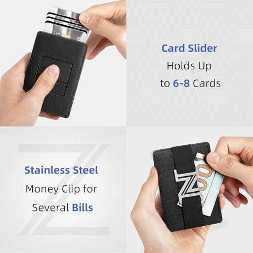 Zitahli Wallet for Men - Upgrade Minimalist Credit Card Holder with Money Strap, Slim Metal Men's Wallets with RFID Blocking, Pop Up with Magnetic Thumb Swipe3