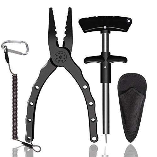 LEXSO Aluminum Fishing Pliers Braid Line Cutters Rustproof Saltwater Split Ring Tool Pliers