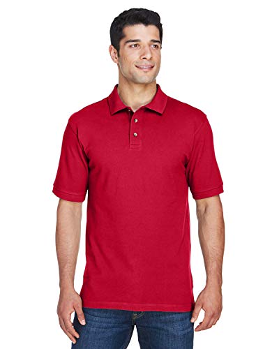 Polo en coton piqué Harriton rouge XXL en maille haut de gamme