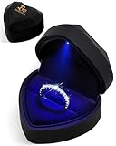 Delzzad Luxury Velvet Box with LED Light, Stud Earrings Rings Gift Box Jewelry Display Case for Proposal,Engagement, Wedding and Birthday (Black)
