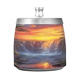 WELLDAY African Savannah Landscape Ashtray with Lid for Cigarette, Stainless Steel Smokeless Windproof Ashtrays for Home Office Tabletop Patio Outdoor