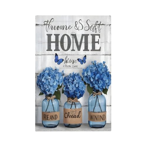 Decorative Light Switch Cover Plate Blue Flower Bottles Wood Plank 1 Gang No Device Single Blank Outlet Covers Wall Plate Cover Switchplate Electrical Faceplate