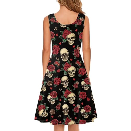 Image of Women Stylish Tank Dresses Sleeveless Round Neck Midi Casual Dress with Pocket for Summer