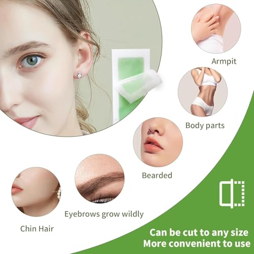 Image of Wax Strip Liposoluble Facial Wax Strips for Women - 20 Wax Strips + 4 Wax Wipes | Facial Hair Removal Face Wax Strip for Upper Lip, Eyebrows, Chin, Sidelocks Wax Hair Removal (Facial Face Wax Strip)