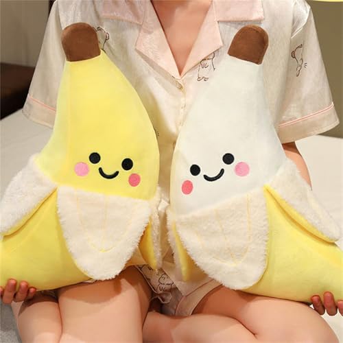 champracer plüschtier Banane Stofftier Kawaii Banane Kissen Langes,lüschtier Banane Stofftier Kawaii Banane Kissen Langes,Kinder-Plüsch-Bananenkissen Gefüllte Bananen Plüschtiere (Weiß,25cm)