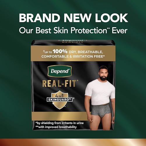 Depend-Real-Fit-Incontinence-Underwear-for-Men-Disposable-Maximum-Absorbency-SmallMedium-Grey-52-Count-2-Packs-of-26-Packaging-May-Vary