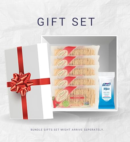 Rosemary Crackers – 5x La Panzanella Rosemary-Mini Croccantini-Crackers 6 oz Bundle with Hand Sanitizing Wipes – Crisp Artisan Snack Crackers for Cheese & Appetizers Gift Set (6 Items)