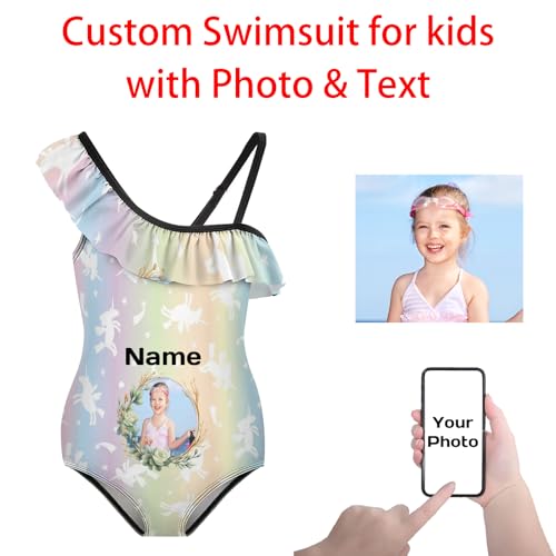 Custom Swimsuit for Girl, Personalized One Piece Swimsuit for Girl, Quick Dry Beach Swimwear as Summer Holiday Bathing Suit2