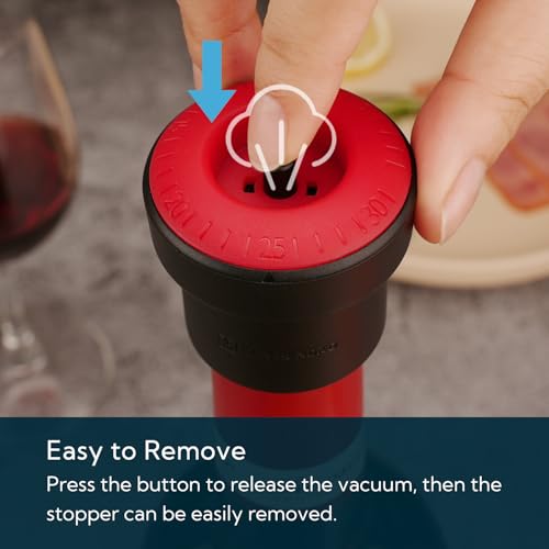 KITCHENDAO 2-in-1 Vacuum Wine Stopper, Built-in Wine Saver Pump with Date Marker, Wine Sealer Corks to Keep Fresh, Reusable Wine Preserver, Easy to Release, Set of 2