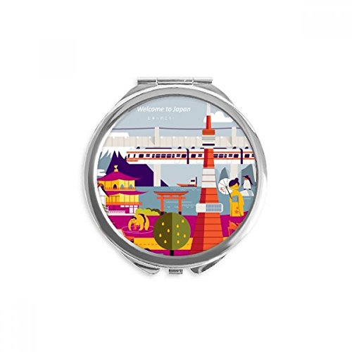 Miroir japonais rond de maquillage de poche portable 2,6 x 2,4 pouces multicolore
