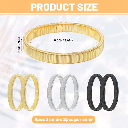 LIQWEI 3 Paar Metall Ärmelhalter, Elastisch Metallarmbänder Langarm Hemdhalter Armstrumpfbänder Hemd Ärmelhalter Anti Rutsch Hülsenhalter zum Fixiert Ärmel (Gold, Silber, Schwarz)