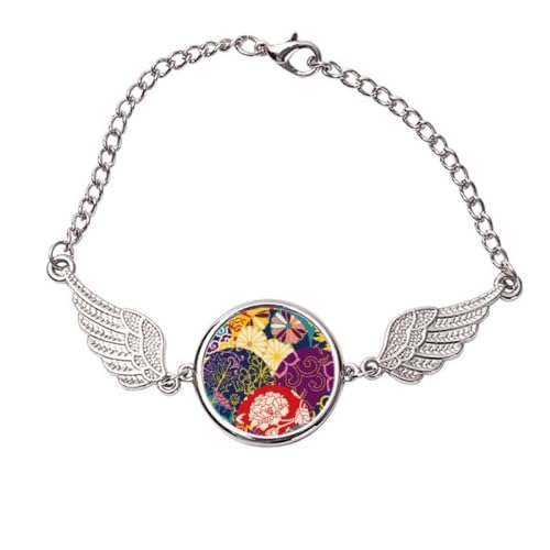 Bracelet Asie avec motif fleurs et ailes d'ange, le cadeau idéal en taille M