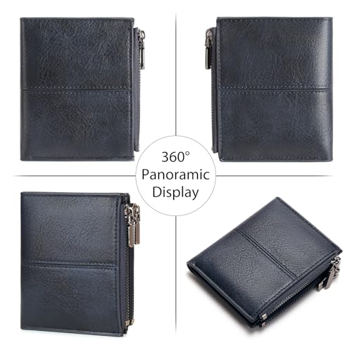 Image of Zipper Wallet for Men Bifold Wallets with 1 ID Window 7Card Slot Coin Pocket- Big Capacity Credit Card Travel Wallet