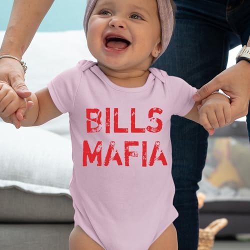One-Piece Distressed Bills Mafia Red Print Newborn Light Pink Romper2