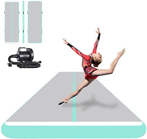 ibigbean Inflatable Gymnastics Tumbling Tracker Equipment Mats - for Cheerleading, Gymnastics Training, Beach, on Water(8 inch Thick)