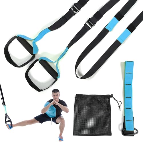 Jowy. Entrenamiento en Suspension Trainer o Training con Correas Ajustables de Carga hasta 500kg. Ideal para Ejercicios y Entrenamientos de Musculación. Azul