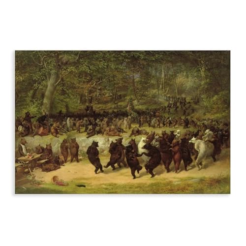Impression sur toile The Bear Dance de W.H. Beard, une décoration murale moderne de haute précision