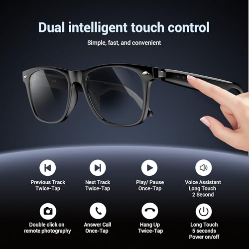image for Blackview Smart Glasses, Polarized Bluetooth Sunglasses with Speaker, 