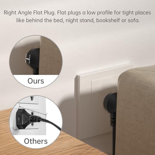 RTNLIT 8FT Black Lamp Cord with Switch, 2 Prong Flat Plug, SPT-2 18AWG - 4