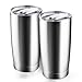 Beasea - Bicchiere da viaggio in acciaio inox, 2 pezzi, a doppia parete, isolante sottovuoto, in metallo, con coperchio, grande tazza da viaggio, per casa, ufficio, all'aperto