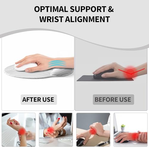 Image of eulps Mouse Pad with Wrist Rest, Comfortable Computer Mousepad with Gel Wrist Support Smooth Surface and Non-Slip PU Base for Pain Relief, Laptop, Office & Home (White Line)