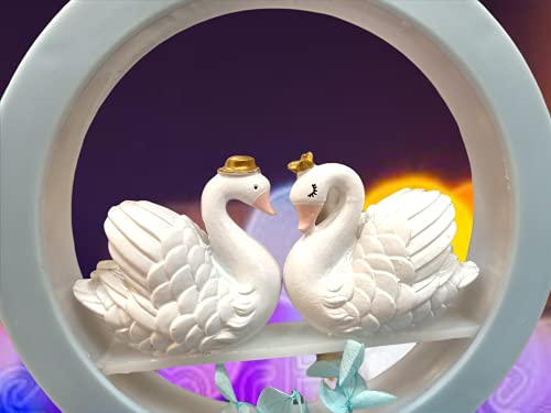 Image of AUGEN Plastic Led Light Couple Swans Idol Statue Showpiece for Home Decor Decoration and Gifting (1 Piece, 9939B)