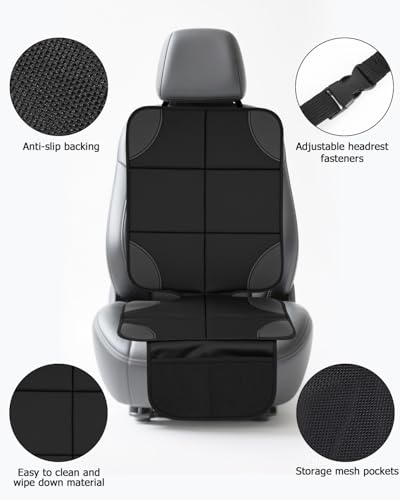 Zofory 2 Stück, Sitzschoner Auto rutschfest und Wasserdicht mit Dicker Polsterung und 2 Netztaschen Geeignet für Autositzschutzeinrichtungen