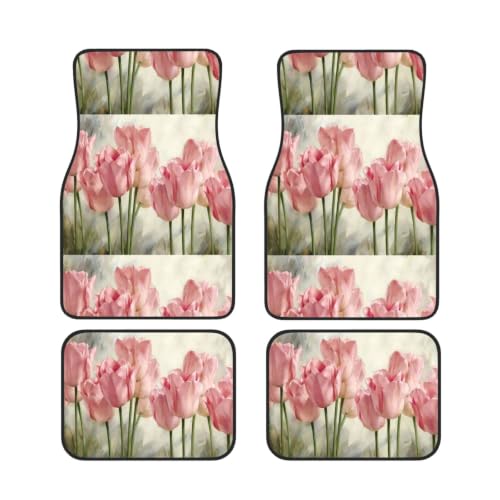 ¡Evita resbalones! Alfombrillas de neopreno para vehículos con diseño de tulipanes