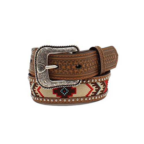 ARIAT Youth Boys Southwest Design Embroidered Inlay Belt, Multicolored, 30