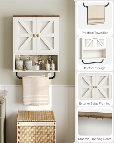 Bathroom-Wall-Cabinet-Medicine-Cabinet-with-Open-Partition-and-Towel-Bar-Rustic-Storage-Cabinet-with-Open-and-Hidden-Storage-Space-for-Bathroom-Living-Room-Kitchen-White-and-Walnut Bathroom Wall Cabinet Medicine Cabinet with Open Partition and Towel Bar Rustic Storage Cabinet with Open and Hidden Storage Space for Bathroom Living Room Kitchen White and Walnut