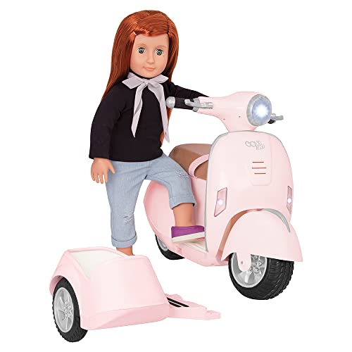 Our Generation By Battat- Ride Along Scooter With Side Car - Vehicle With Working Lights & Horn, Toys & Accessories For 18" Dolls- Ages 3 Years & Up #TOP4