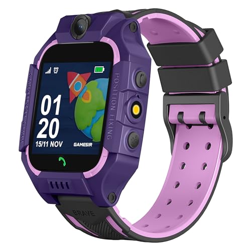 Image of GameSir Kids Smartwatch for Boys & Girls, Men & Women, Sim Card Support, Location Tracker /GPS System, Music Player, Camera, Video,Notification, Alarm, Waterproof, Calling Smart Watch (Purple)