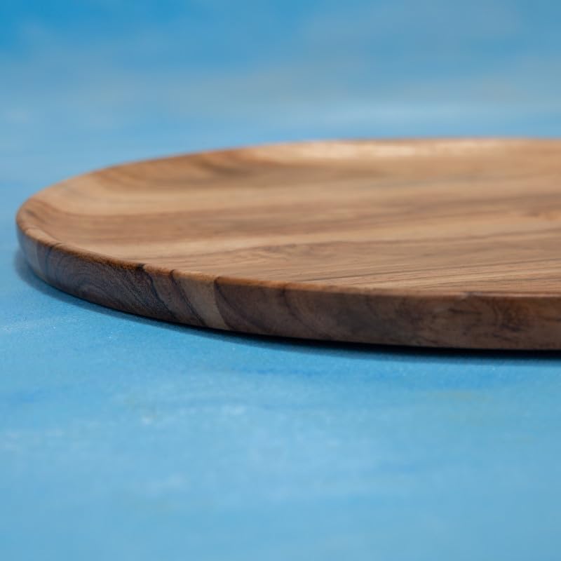 Image of Moonlit Serving Plate - Premium Acacia Wood Plate, Elegant Round Wooden Plate for Snacks, Cheese, Fruits, and Home Decor, 33x33 cm