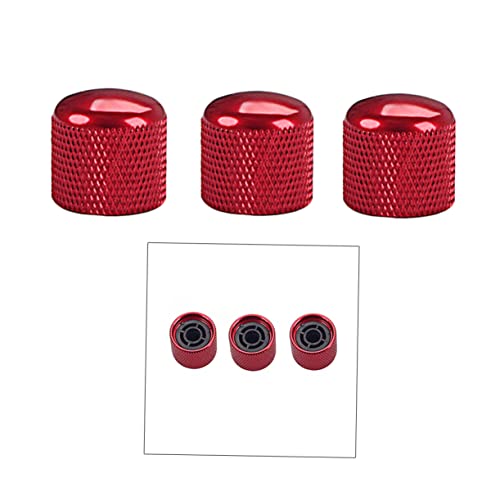 GOOHOCHY Replacement Knobs for Electric Guitar Bass Red Metal Knobs Effect Pedal Fit Split Shaft Pots