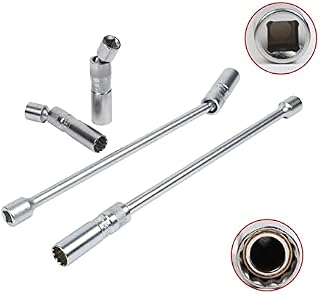 MOTOCOCHE 4PCS 14/16mm 12 Point Spark Plug Socket Set, 3/8 Drive Magnetic Thin Wall Spark Plug Socket Compatible with BMW Nissan Benz etc. ( 360° Swivel & Cr-V Steel)