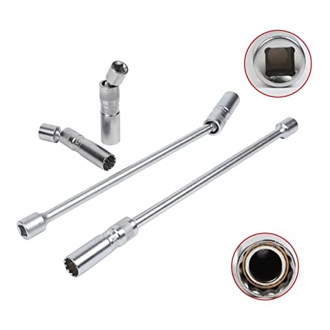 MOTOCOCHE 4PCS 14/16mm 12 Point Spark Plug Socket Set, 3/8” Drive Magnetic Thin Wall Spark Plug Socket Compatible with BMW Nissan Benz etc. ( 360° Swivel & Cr-V Steel) Cover