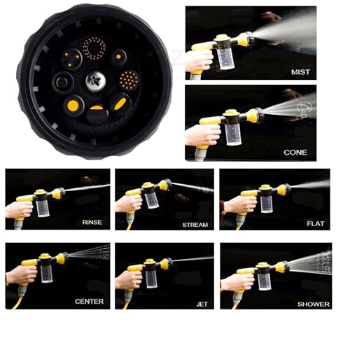 Buse de tuyau d'arrosage multifonction en mousse avec 8 modes réglables