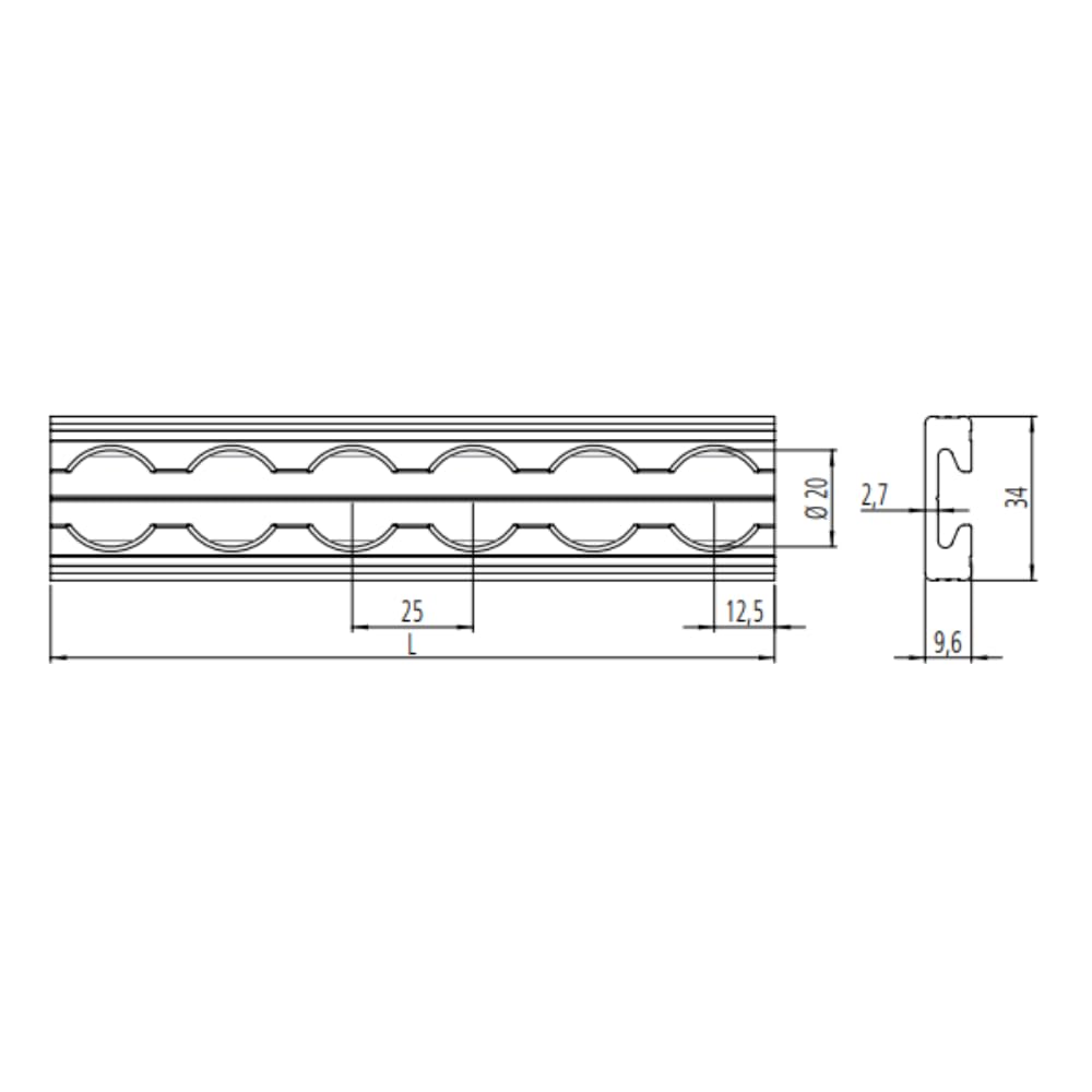 LaSi24 GmbH 1 rail en aluminium plat plat et carré - 2 m.